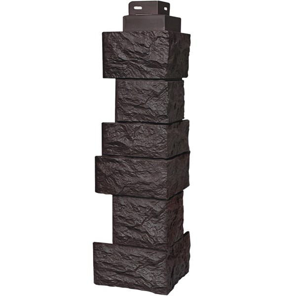 Цокольный сайдинг FineBer – Серия “Дикий камень”, Угол наружный, Коричневый купить в Серпухове