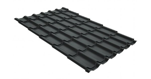 Металлочерепица классик GL 0,5 GreenCoat Pural Matt RR 23 темно-серый (RAL 7024 мокрый асфальт) купить в Серпухове