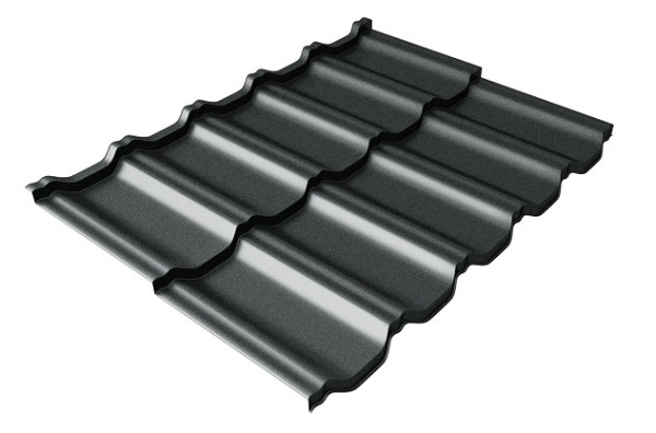 Металлочерепица модульная Квинта Uno Grand Line c 3D резом 0,5 GreenСoat Pural Matt RR2Н3 (RAL 7016 антрацитово-серый) купить в Серпухове