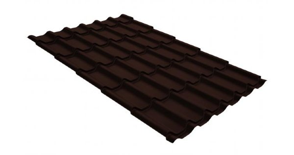 Металлочерепица классик GL 0,5 GreenCoat Pural Matt RR 887 шоколадно-коричневый (RAL 8017 шоколад) купить в Серпухове