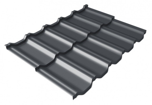 Металлочерепица модульная Квинта Uno Grand Line c 3D резом 0,5 Satin Мatt RAL 7024 мокрый асфальт купить в Серпухове