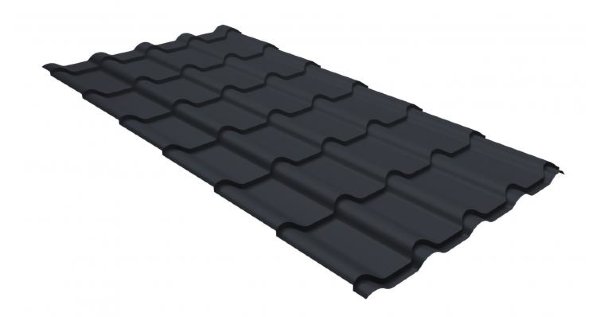 Металлочерепица камея GL 0,5 GreenCoat Pural RR 23 темно-серый (RAL 7024 мокрый асфальт) купить в Серпухове
