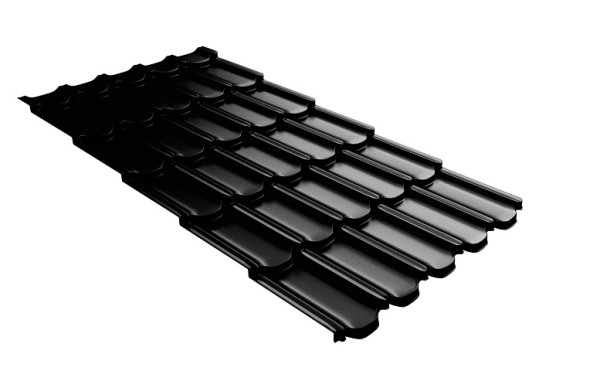 Металлочерепица квинта плюс с 3D резом 0,5 GreenСoat Pural Matt RR 33 черный (RAL 9005 черный) купить в Серпухове