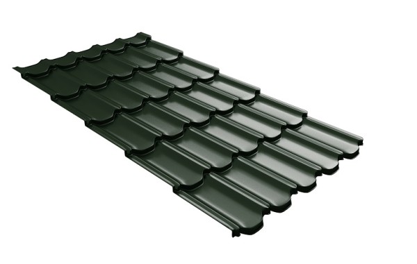 Металлочерепица квинта плюс с 3D резом 0,5 GreenСoat Pural RR 11 темно-зеленый (RAL 6020 хромовая зелень) купить в Серпухове