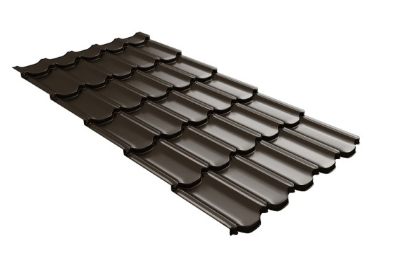 Металлочерепица квинта плюс с 3D резом 0,5 GreenСoat Pural RR 32 темно-коричневый (RAL 8019 серо-коричневый) купить в Серпухове