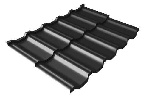 Металлочерепица модульная Квинта Uno Grand Line c 3D резом 0,5 Satin Мatt RAL 9005 черный купить в Серпухове