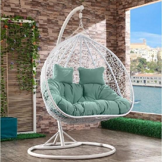 Кресло Подвесное из искусственного ротанга AFM-109A White/Green купить в Серпухове