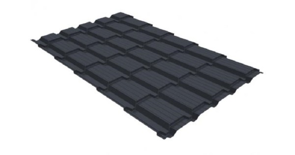 Металлочерепица GL квадро профи 0,5 GreenCoat Pural RR 23 темно-серый (RAL 7024) мокрый асфальт купить в Серпухове
