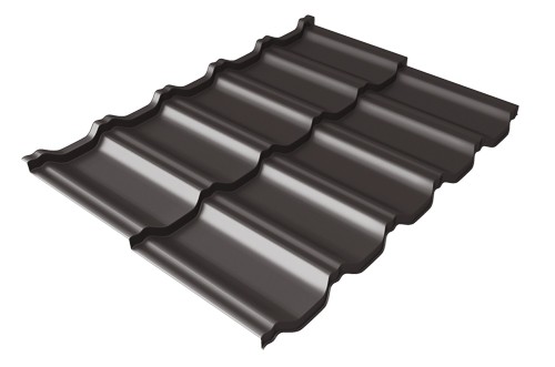 Металлочерепица модульная Квинта Uno Grand Line c 3D резом 0,5 GreenСoat Pural Matt RR 32 темно-коричневый (RAL 8019 серо-коричневый) купить в Серпухове
