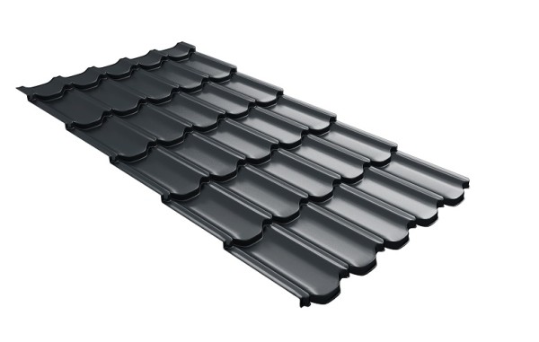 Металлочерепица квинта плюс с 3D резом 0,5 Satin RAL 7016 антрацитово-серый купить в Серпухове