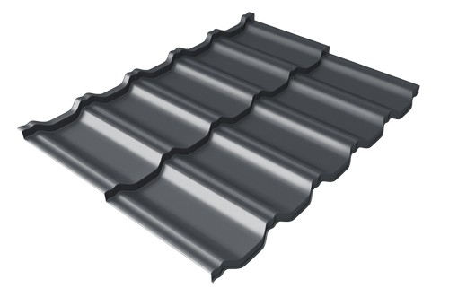 Металлочерепица модульная Квинта Uno Grand Line c 3D резом 0,45 Drap RAL 7024 мокрый асфальт купить в Серпухове