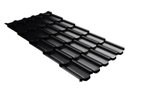 Металлочерепица квинта плюс с 3D резом 0,5 Satin RAL 9005 черный купить в Серпухове
