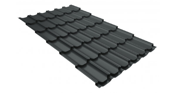 Металлочерепица квинта плюс 0,5 GreenCoat Pural Matt RR 23 темно-серый (RAL 7024 мокрый асфальт) купить в Серпухове