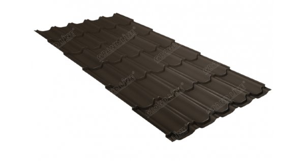 Металлочерепица квинта плюс 0,5 GreenCoat Pural Matt RR 32 темно-коричневый (RAL 8019 серо-коричневый) купить в Серпухове